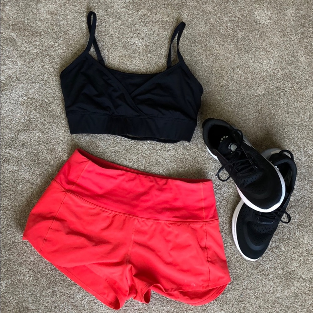 Bebe strappy crop top sports bra. Lululemon style.